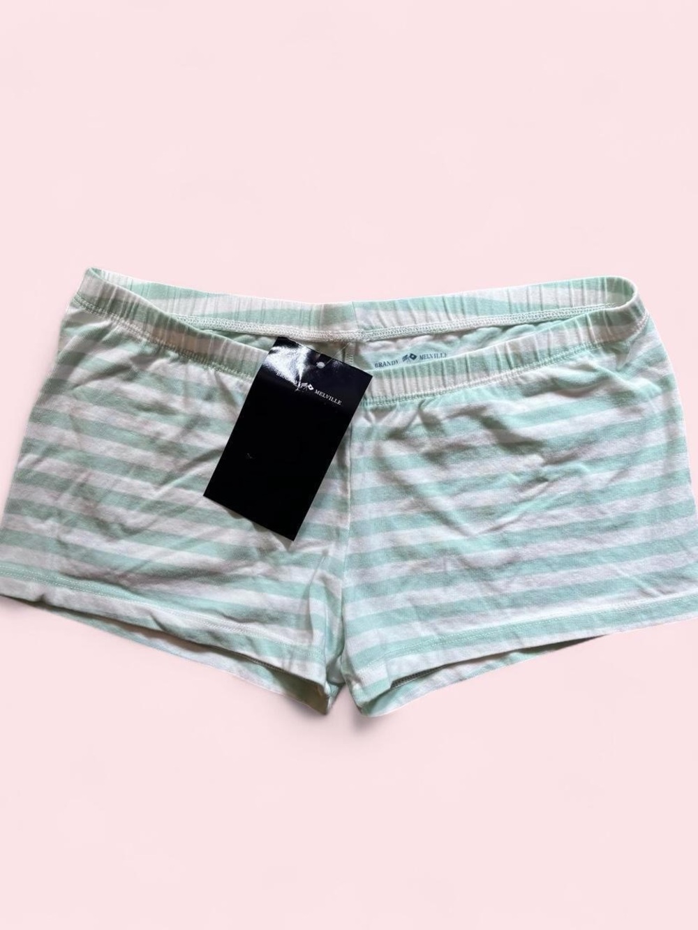 Brandy Melville Striped Cotton boy shorts - Mint/White